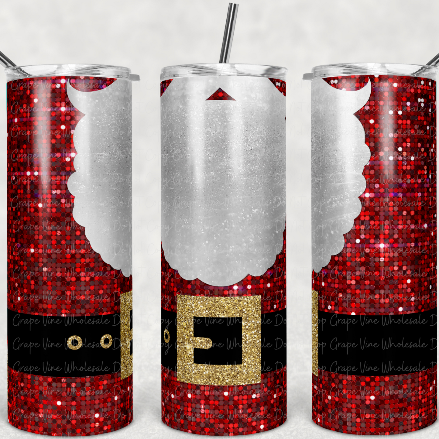 Glitter Santa 20oz Skinny Tumbler Grape Vine Wholesale
