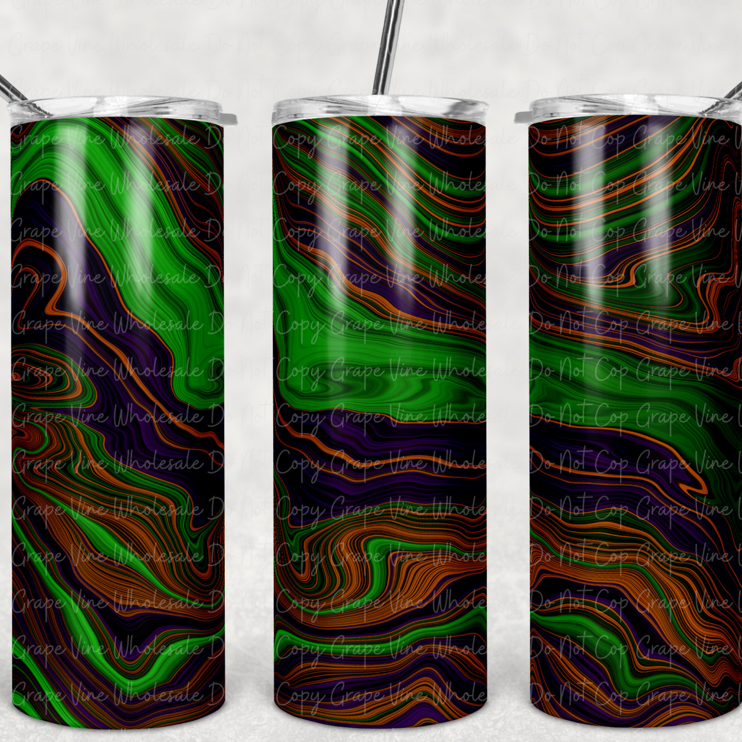 Halloween Marbled Paint Pour 1- 20oz Skinny Tumbler Grape Vine Wholesale
