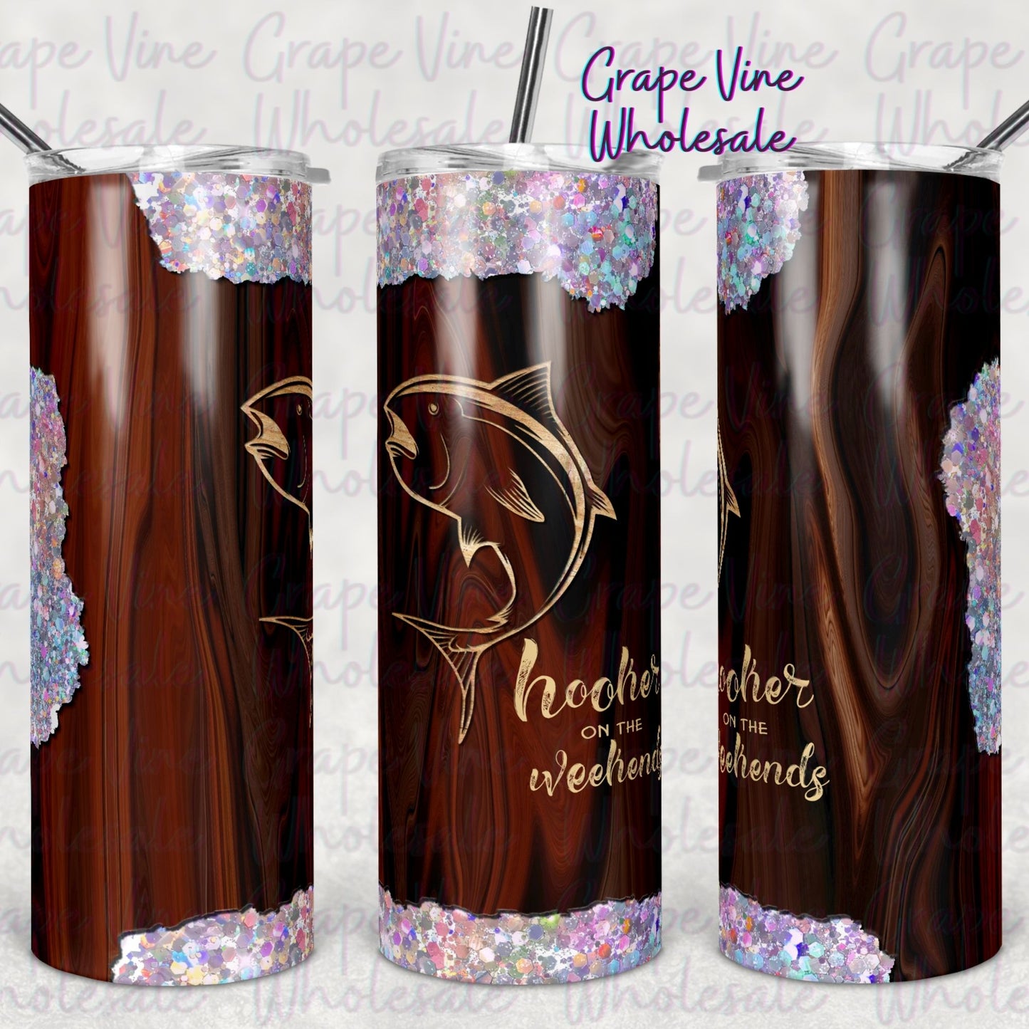 Hooker on the Weekends 20oz Skinny Tumbler Grape Vine Wholesale