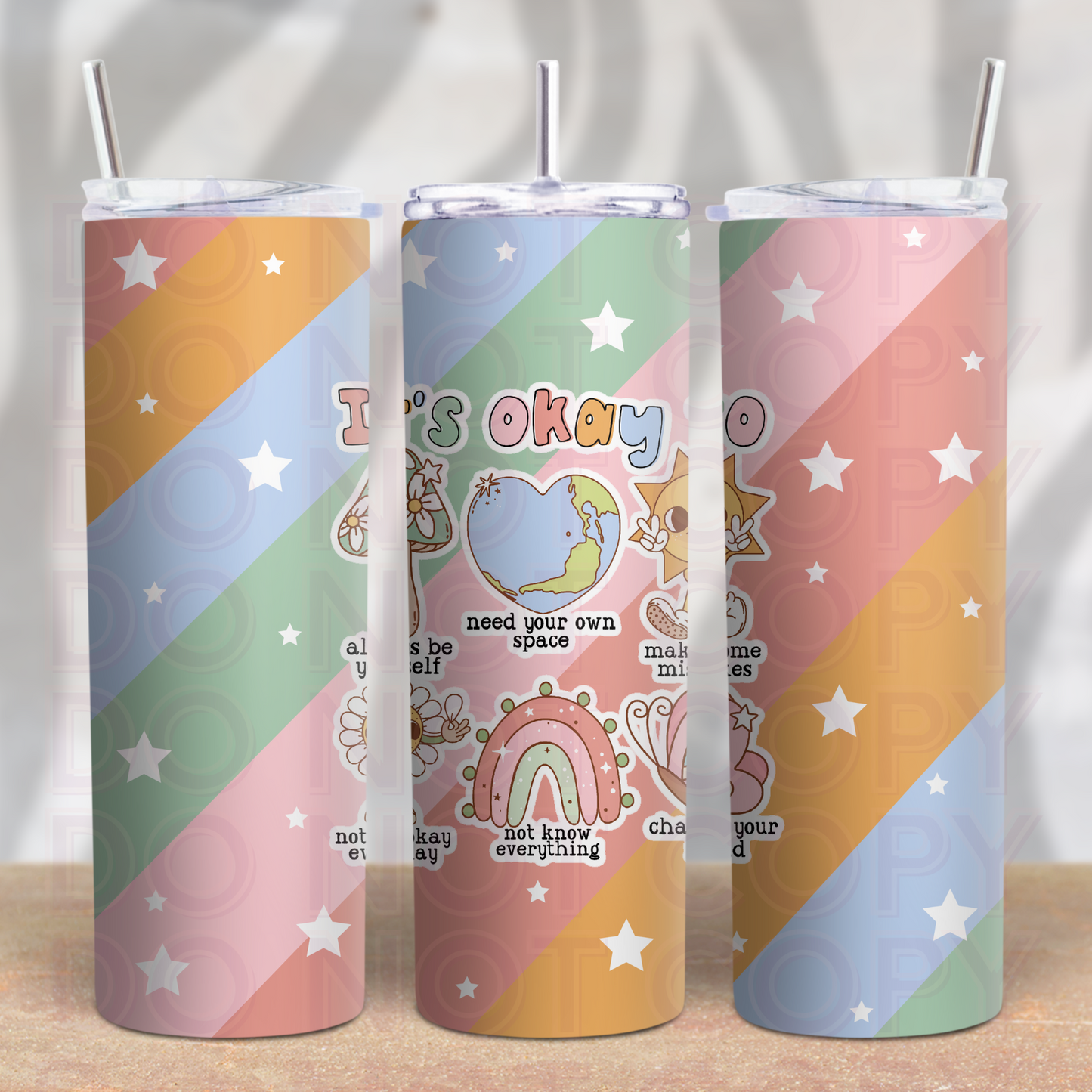 It's Okay -mental health- 20oz Skinny Tumbler Grape Vine Wholesale