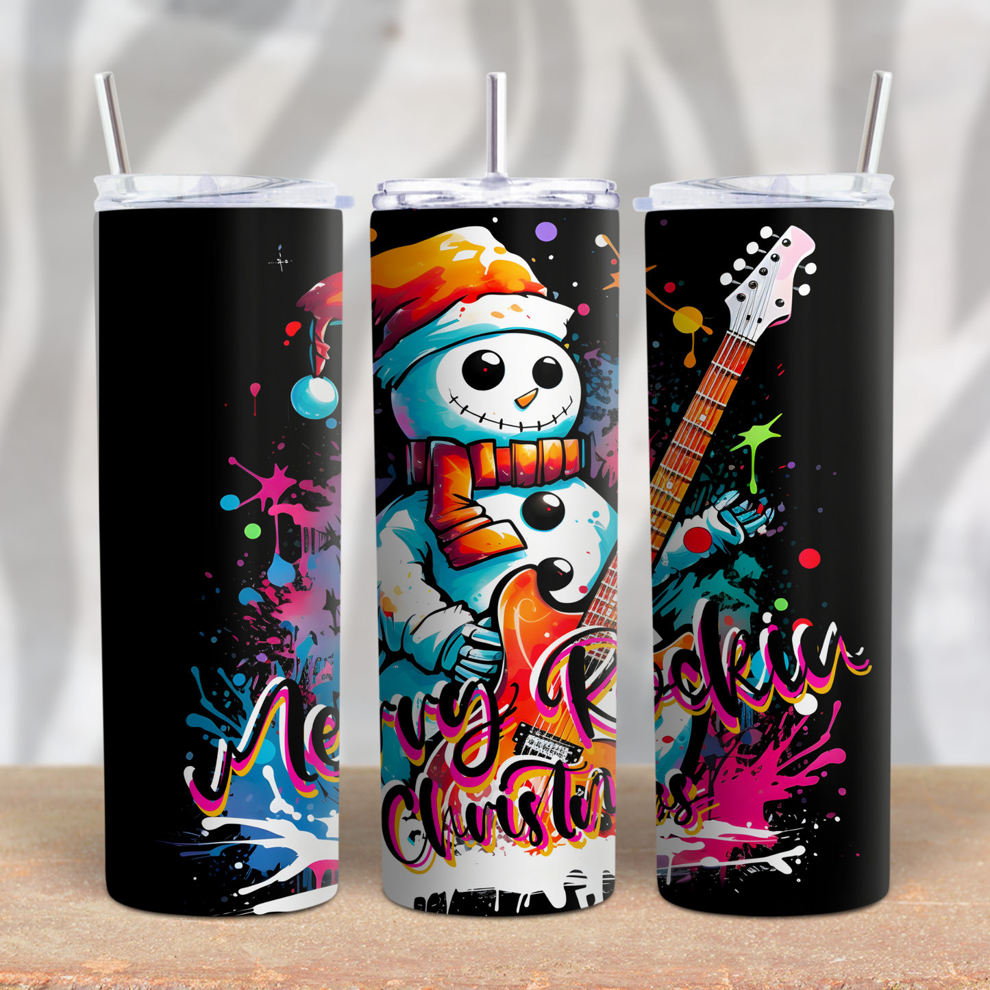 Merry Rockin Christmas -Snowman 20oz Skinny Tumbler Grape Vine Wholesale