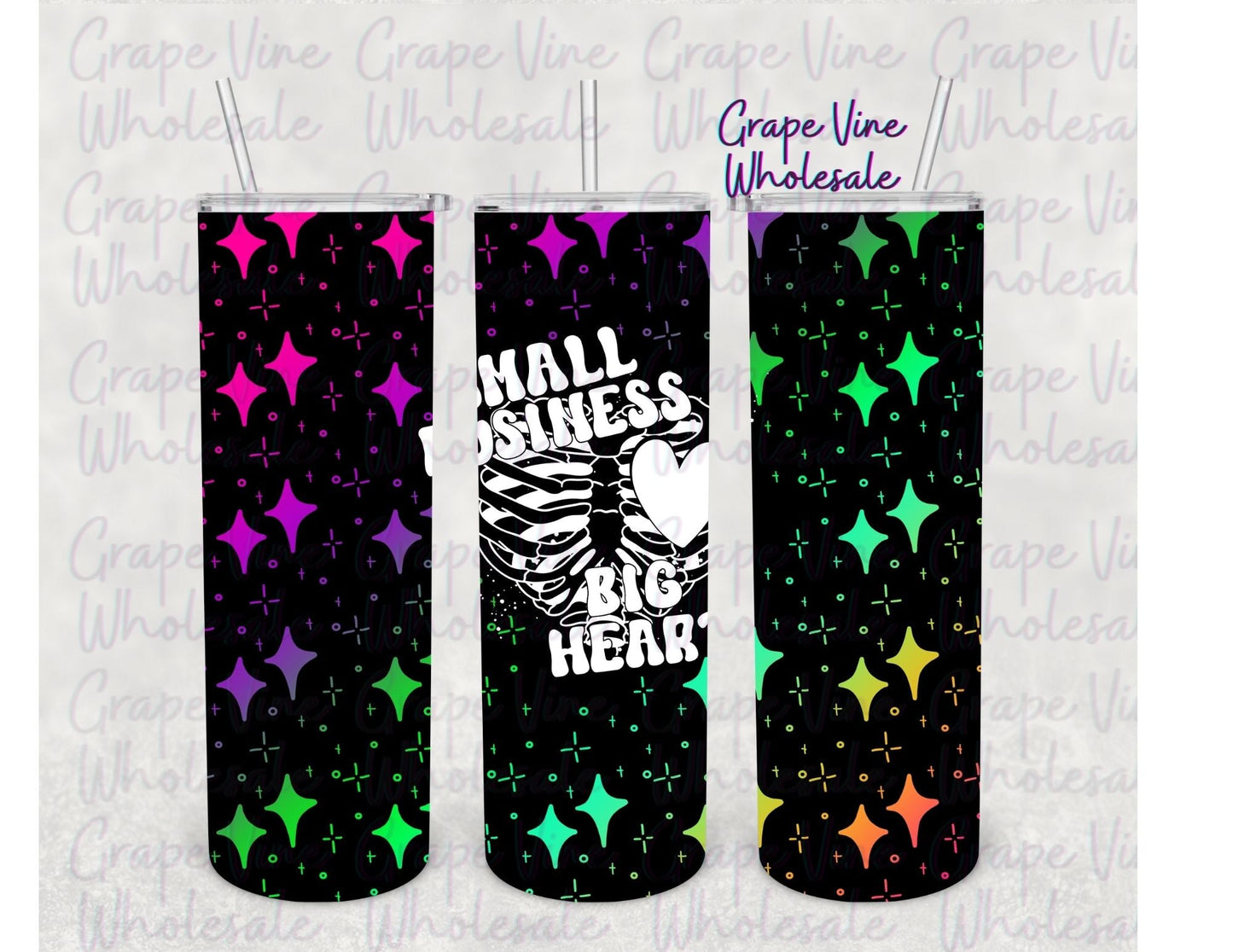 Small Business Big Heart 20oz Skinny Tumbler Grape Vine Wholesale