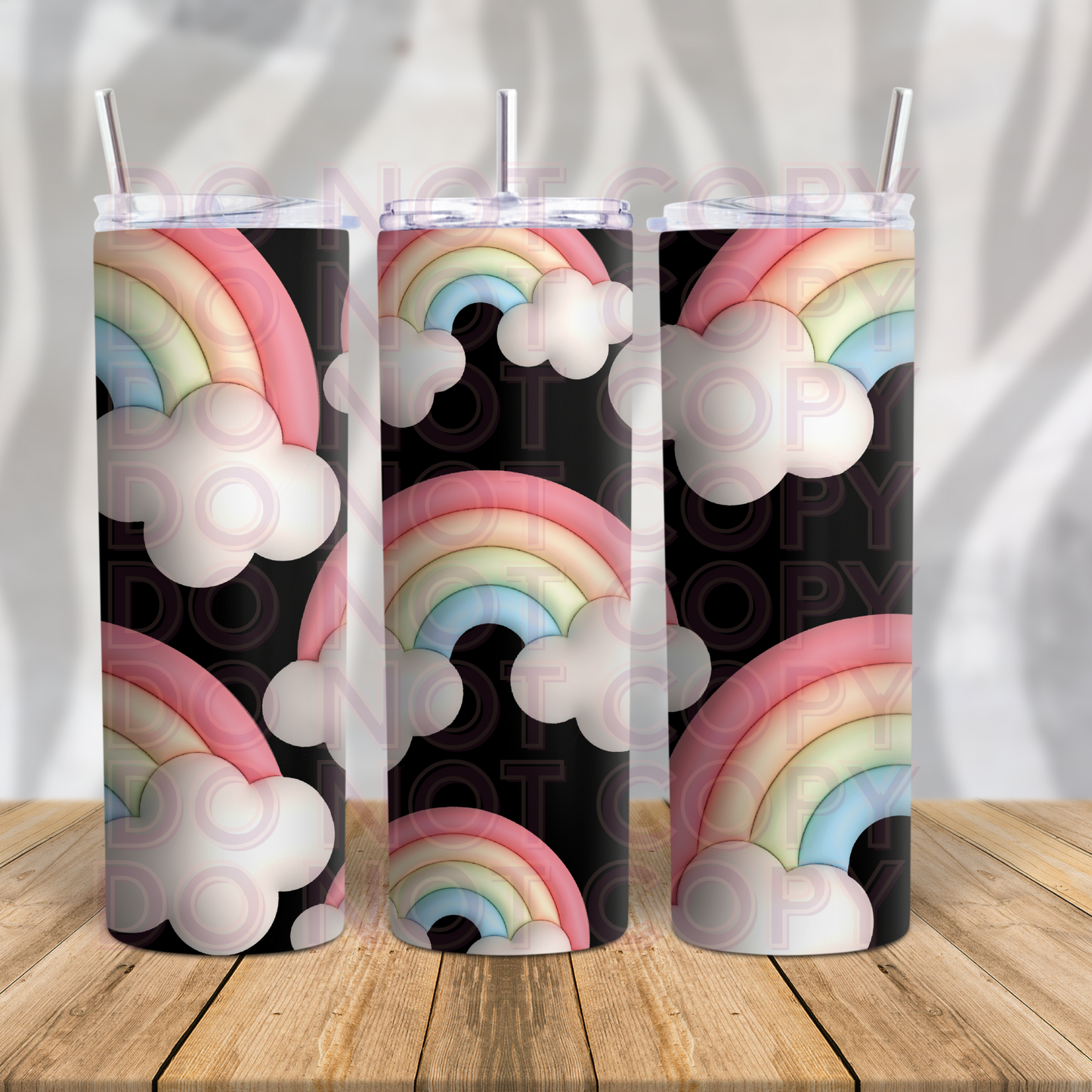 3D Rainbow -black background- 20oz Skinny Tumbler Grape Vine Wholesale