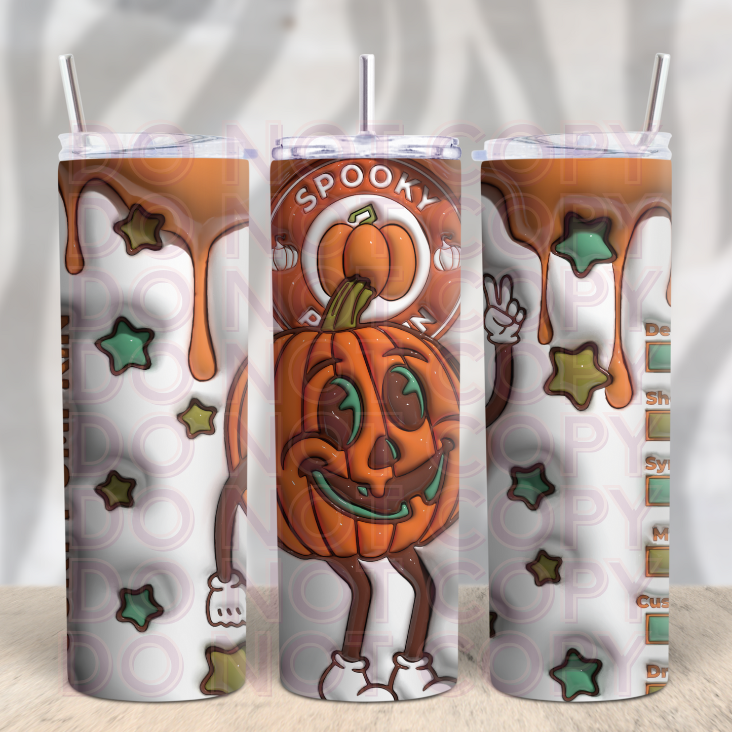 3D Spooky Season Coffee Cup Design- 20oz Skinny Tumbler Grape Vine Wholesale