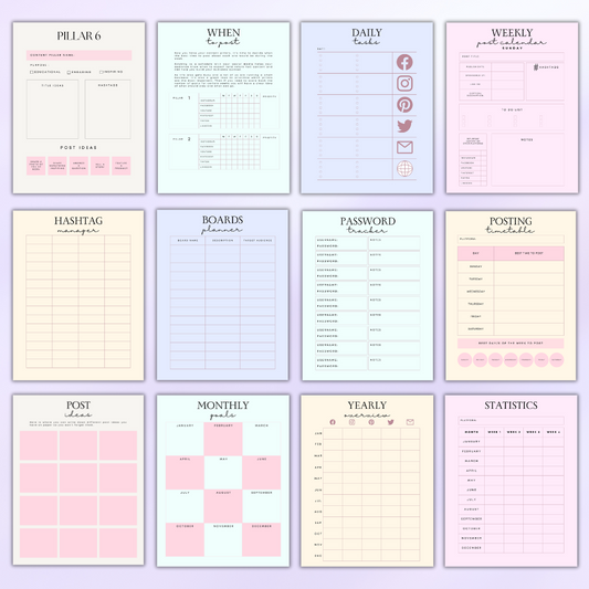 Digital Social Media Planner – Printable & Editable | Organize, Track & Grow Your Online Presence