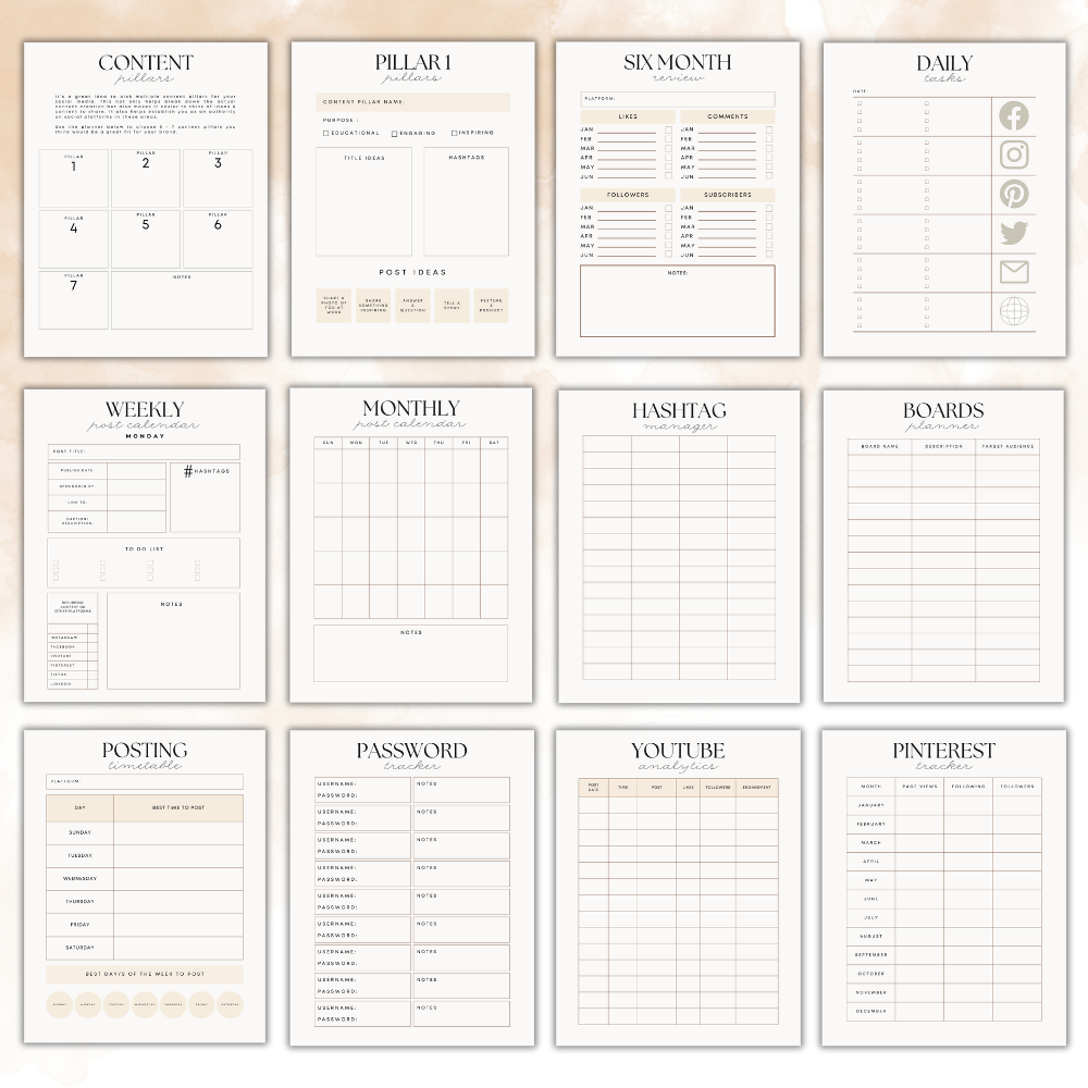 Digital Social Media Planner – Printable & Editable | Organize, Track & Grow Your Online Presence