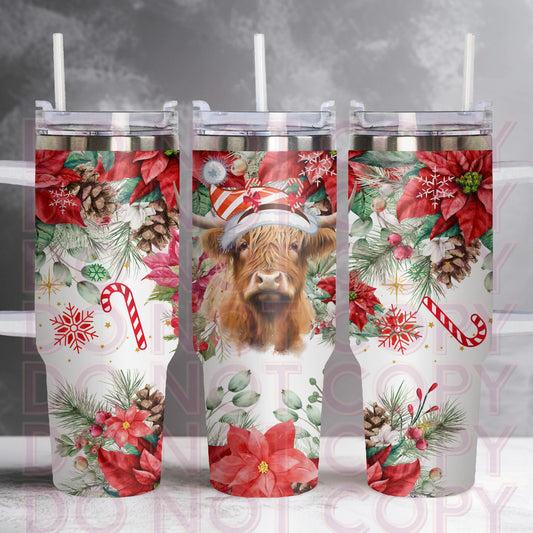 Christmas Highland Cow 40oz tumbler