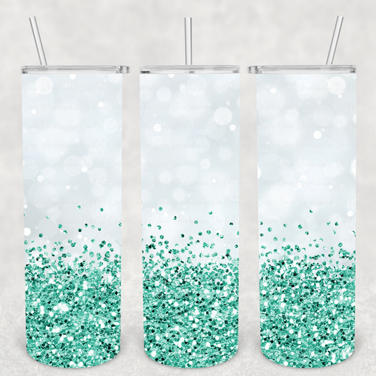 Aquamarine Ombre Glitter 20oz Skinny Tumbler Grape Vine Wholesale