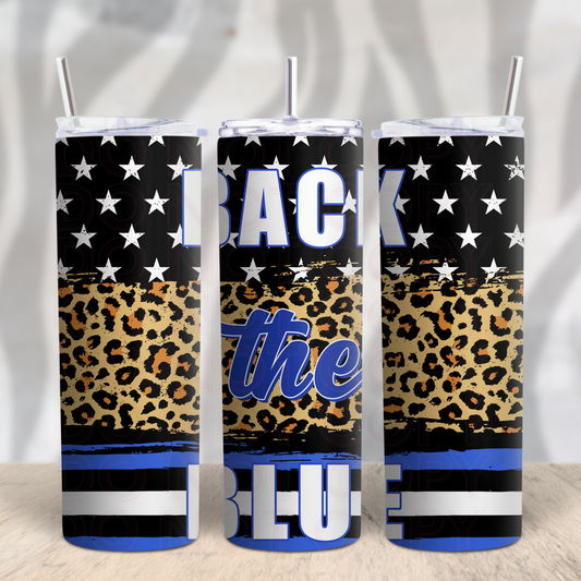 Back the Blue 20oz Skinny Tumbler Grape Vine Wholesale