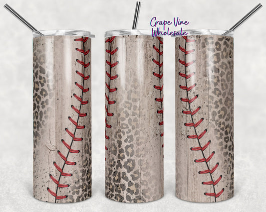 Baseball Leopard 20oz Skinny Tumbler Grape Vine Wholesale