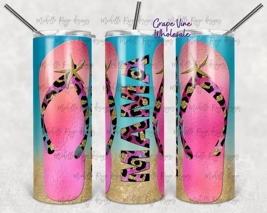 Beach Theme Leopard Mama 20oz Skinny Tumbler Grape Vine Wholesale