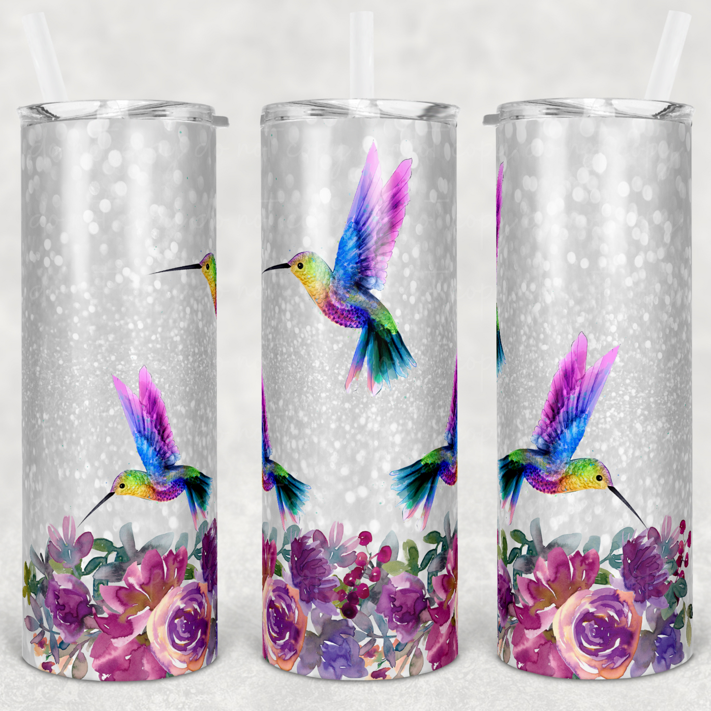 Beautiful Hummingbirds 20oz Skinny Tumbler Grape Vine Wholesale