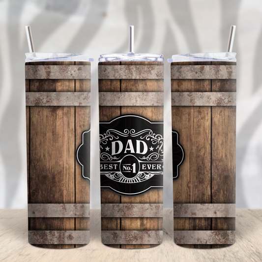 Best Dad Ever Whiskey Barrel 20oz Skinny Tumbler Grape Vine Wholesale