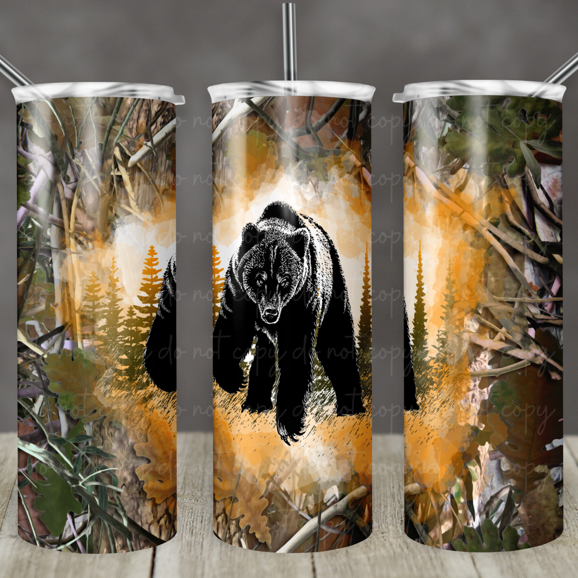 Black Bear in the Woods 20oz Skinny Tumbler Grape Vine Wholesale