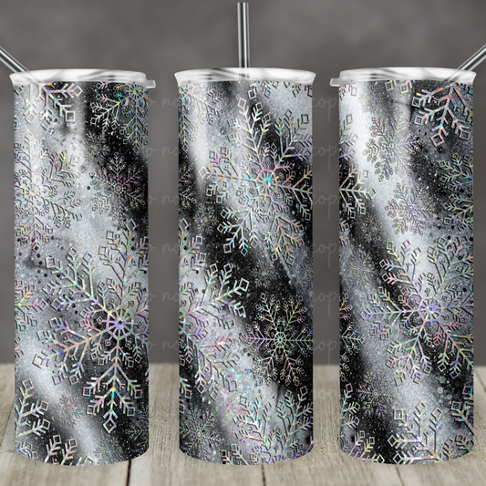 Black and Gray snowflake Milkyway 20oz Skinny Tumbler Grape Vine Wholesale