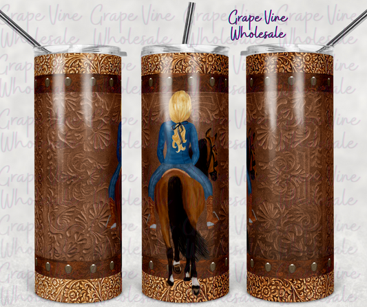 Blonde Horseback Riding 20oz Skinny Tumbler Grape Vine Wholesale