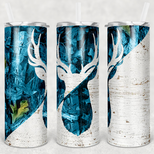 Blue Camo Deer 20oz Skinny Tumbler Grape Vine Wholesale