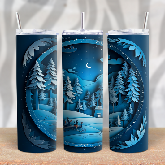 Blue Winter Scene 20oz Skinny Tumbler Grape Vine Wholesale