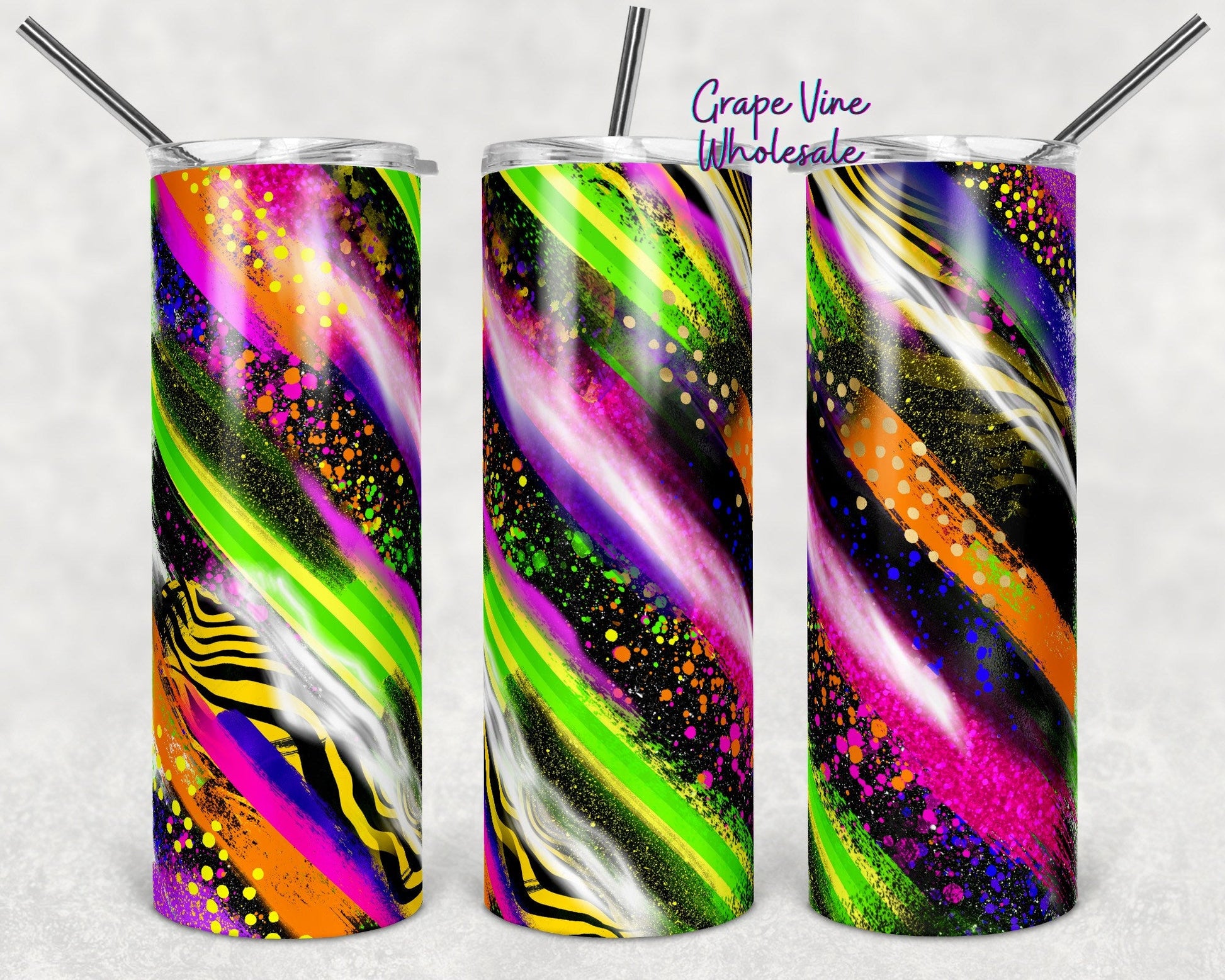 Bringing Back The 80s Neon Milky Way 20oz Skinny Tumbler Grape Vine Wholesale