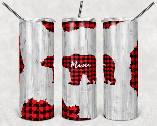 Buffalo Plaid Mama Bear 20oz Skinny Tumbler Grape Vine Wholesale