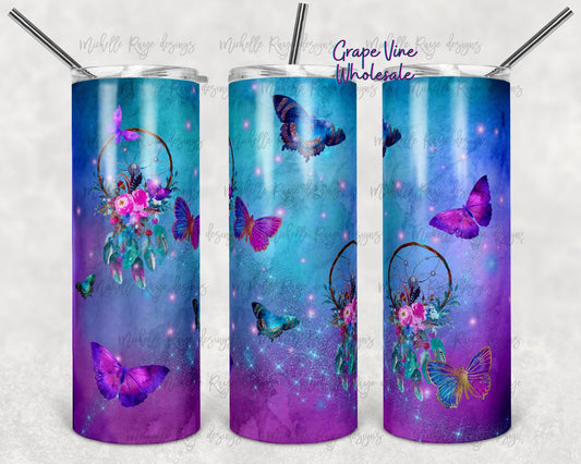 Butterfly Dream Catcher 20oz Skinny Tumbler Grape Vine Wholesale