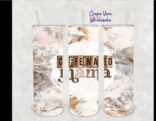 Caffeinated Mama marble print 20oz Skinny Tumbler Grape Vine Wholesale