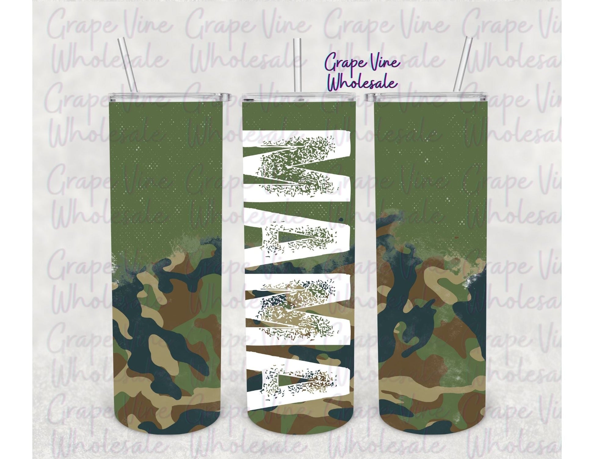 Camo Mama 20oz Skinny Tumbler Grape Vine Wholesale