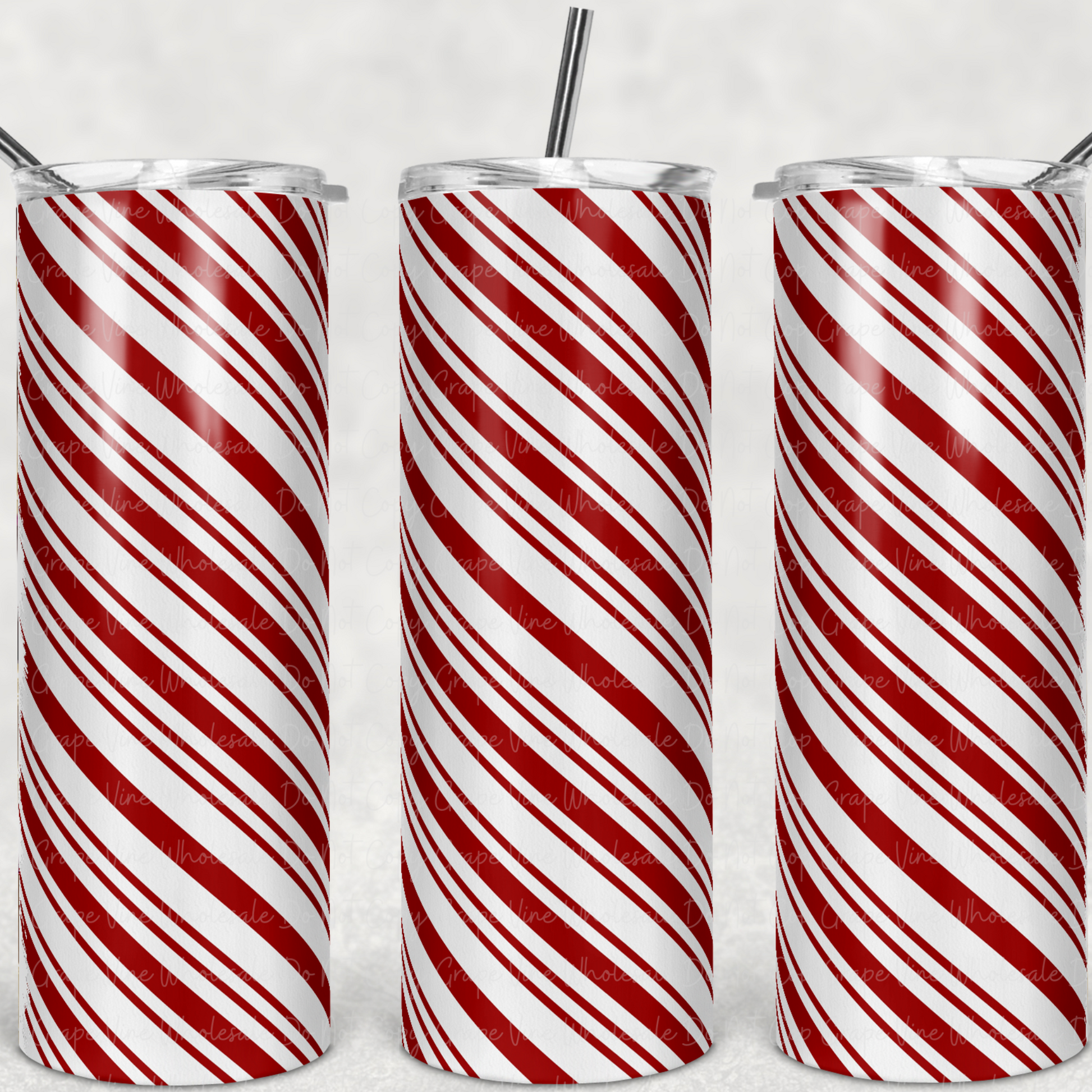 Candy Cane  20oz Skinny Tumbler Grape Vine Wholesale