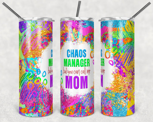 Chaos Manager, but you can call me Mom 20oz Skinny Tumbler Grape Vine Wholesale