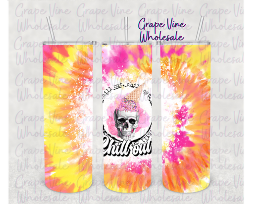 Chill Out -tie dye- 20oz Skinny Tumbler Grape Vine Wholesale