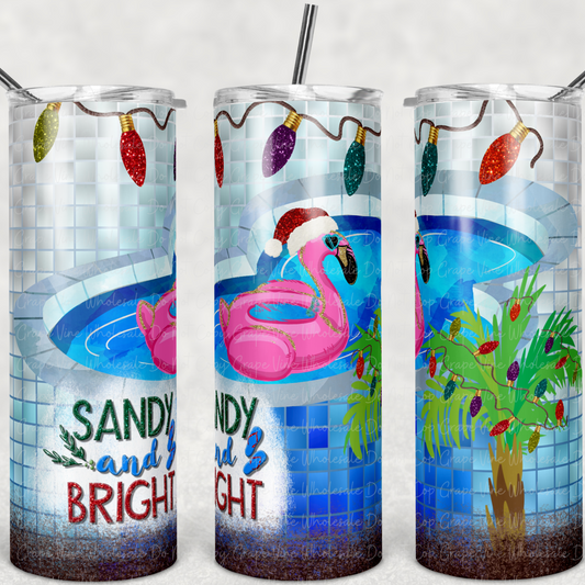 Christmas Flamingo and Pool -Sandy and Bright  20oz Skinny Tumbler Grape Vine Wholesale