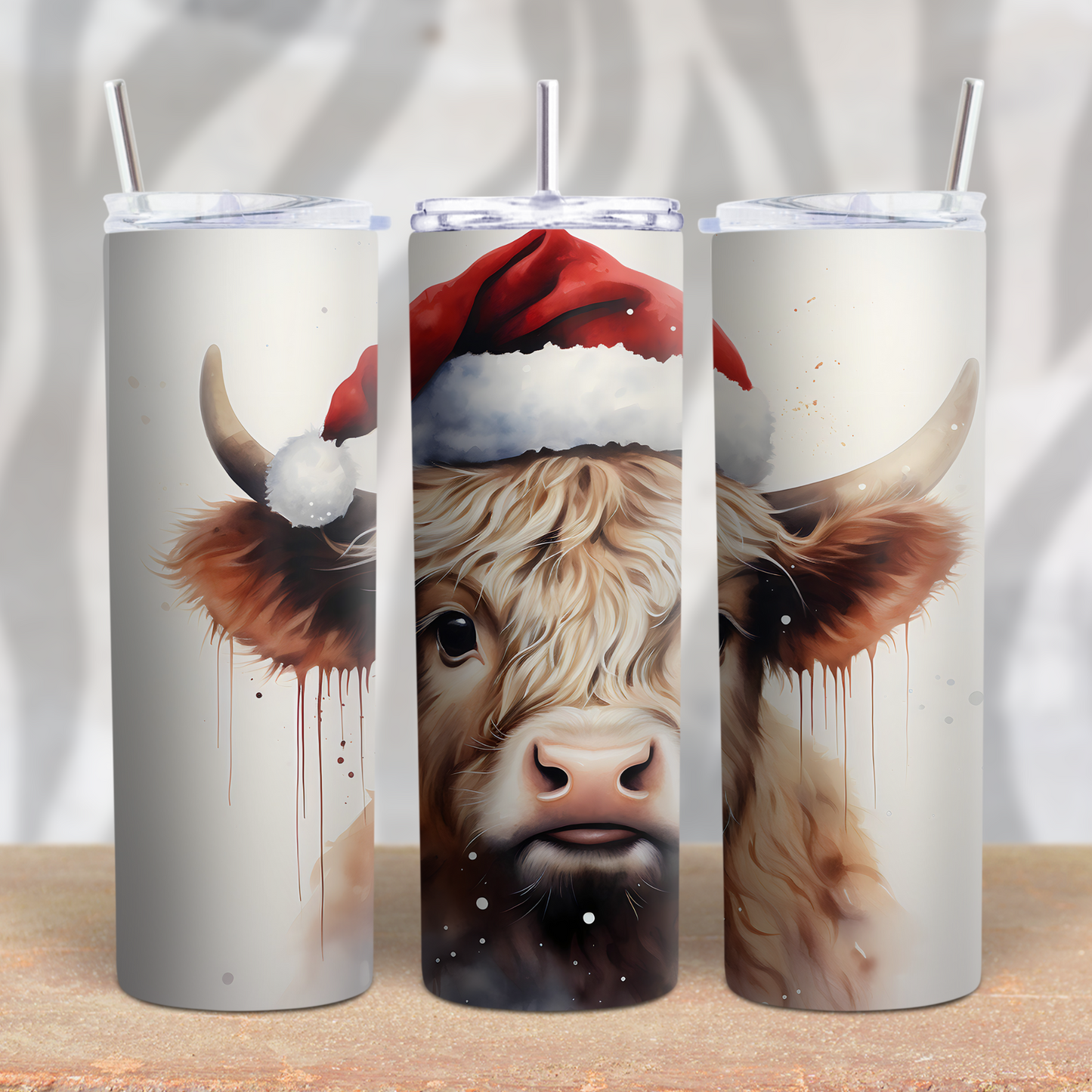 Christmas Highland Cow 20oz Skinny Tumbler Grape Vine Wholesale