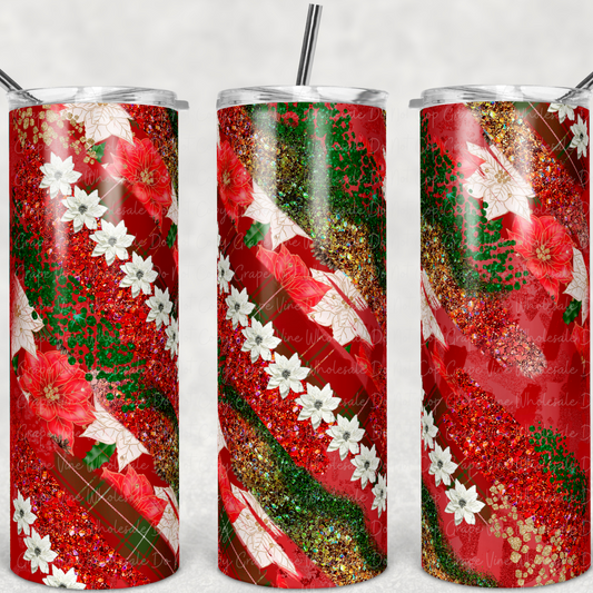 Christmas Poinsetta Milky Way  20oz Skinny Tumbler Grape Vine Wholesale