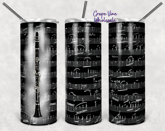 Clarinet Music Notes Mockup 20oz Skinny Tumbler Grape Vine Wholesale