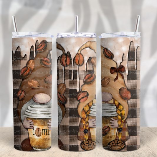 Coffee with my Gnomie 20oz Skinny Tumbler Grape Vine Wholesale