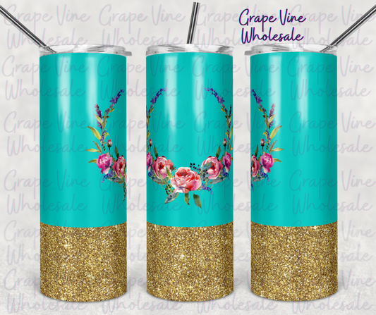 Color Block With Floral Halo 20oz Skinny Tumbler Grape Vine Wholesale