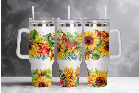 Colorful Sunflowers 40oz tumbler Grape Vine Wholesale