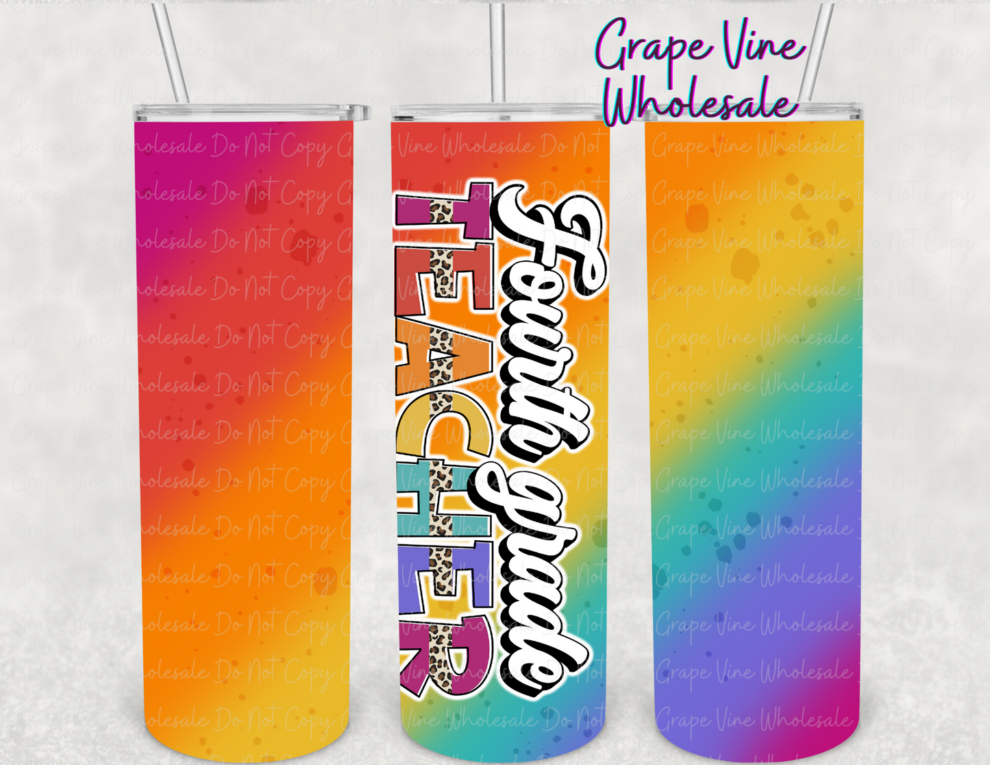 Colorful Teacher - Choose Your Options - 20oz Skinny Tumbler Grape Vine Wholesale