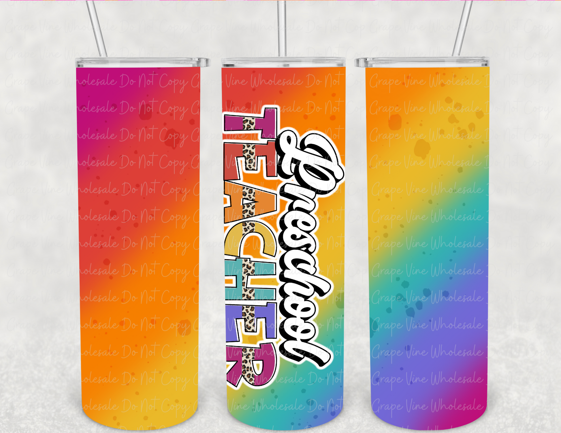 Colorful Teacher - Choose Your Options - 20oz Skinny Tumbler Grape Vine Wholesale