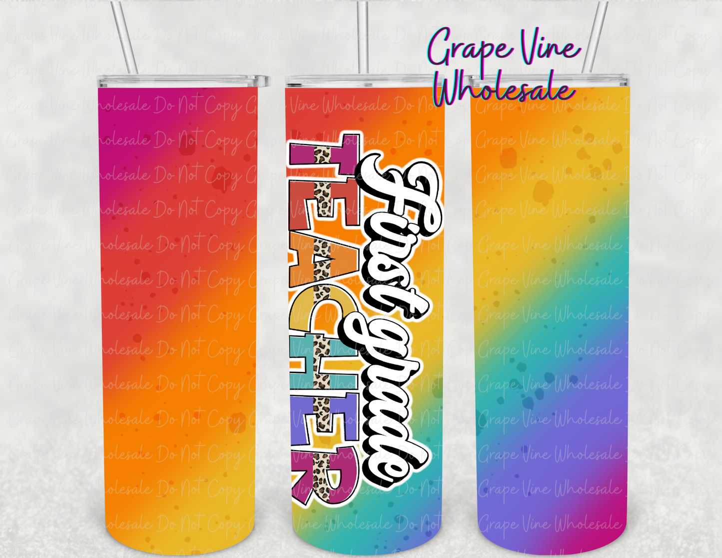 Colorful Teacher - Choose Your Options - 20oz Skinny Tumbler Grape Vine Wholesale