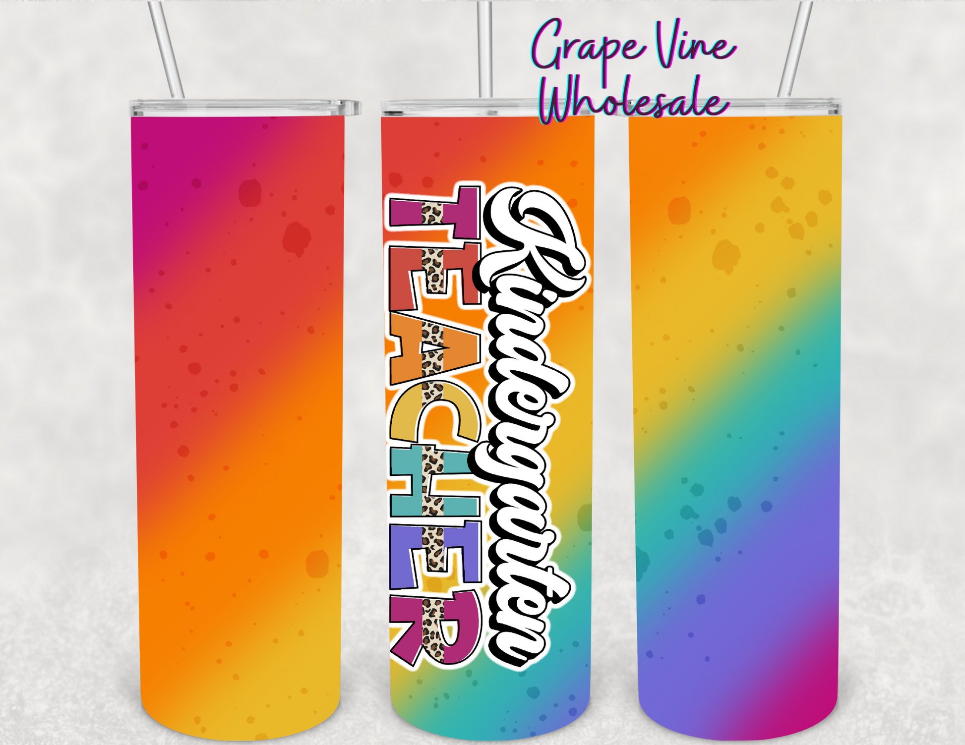 Colorful Teacher - Choose Your Options - 20oz Skinny Tumbler Grape Vine Wholesale