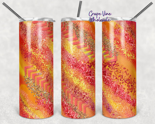 Coral Melon Yellow Chevron Milky Way 20oz Skinny Tumbler Grape Vine Wholesale