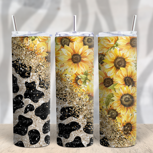 Cowhide and Sunflowers 20oz Skinny Tumbler Grape Vine Wholesale