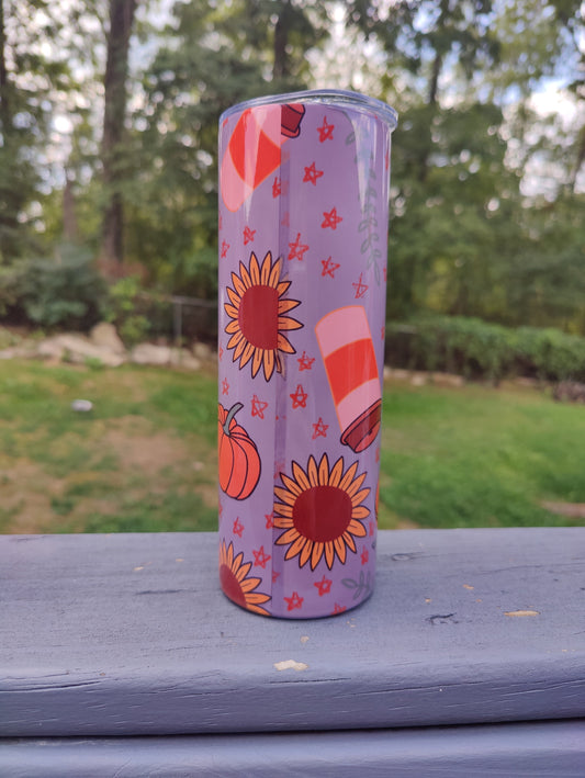 Cozy Fall (gray) 20oz Skinny Tumbler Grape Vine Wholesale