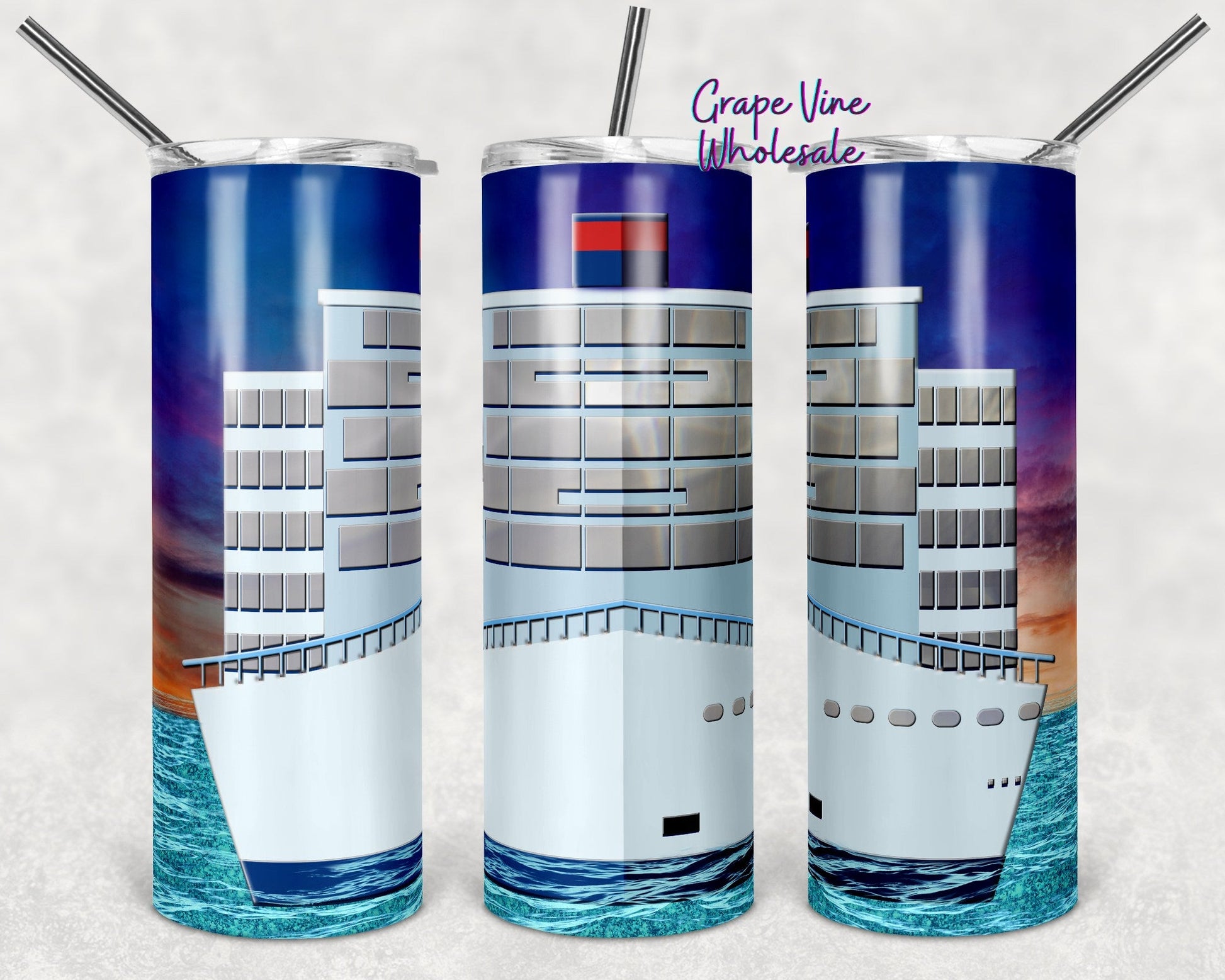 Cruise ship Mock 20oz Skinny Tumbler Grape Vine Wholesale