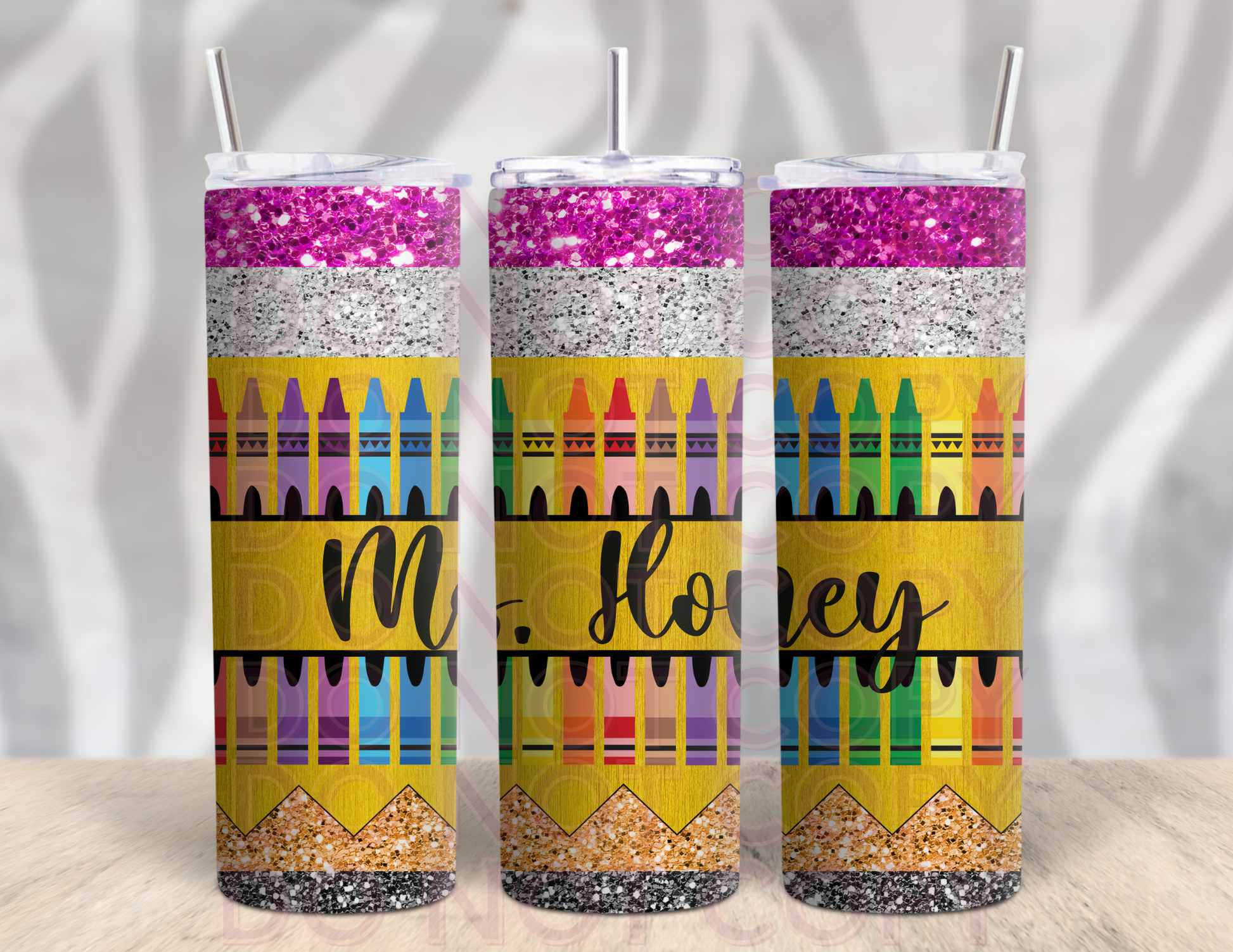 Custom Name Teacher Tumbler -glitter- 20oz Skinny Tumbler Grape Vine Wholesale