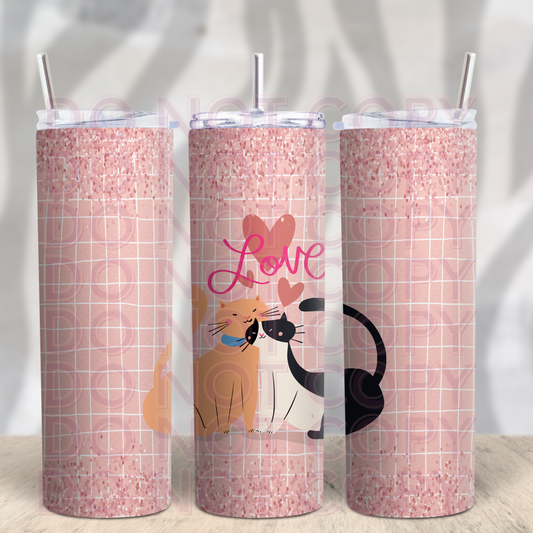 Cute Cat Love 20oz Skinny Tumbler Grape Vine Wholesale