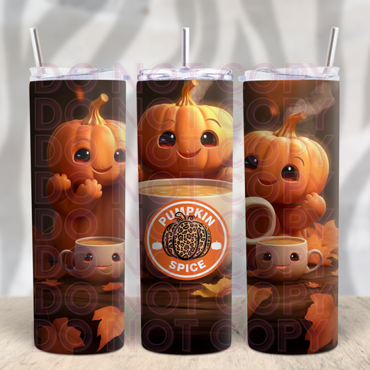 Cute Pumpkin Spice 20oz Skinny Tumbler Grape Vine Wholesale