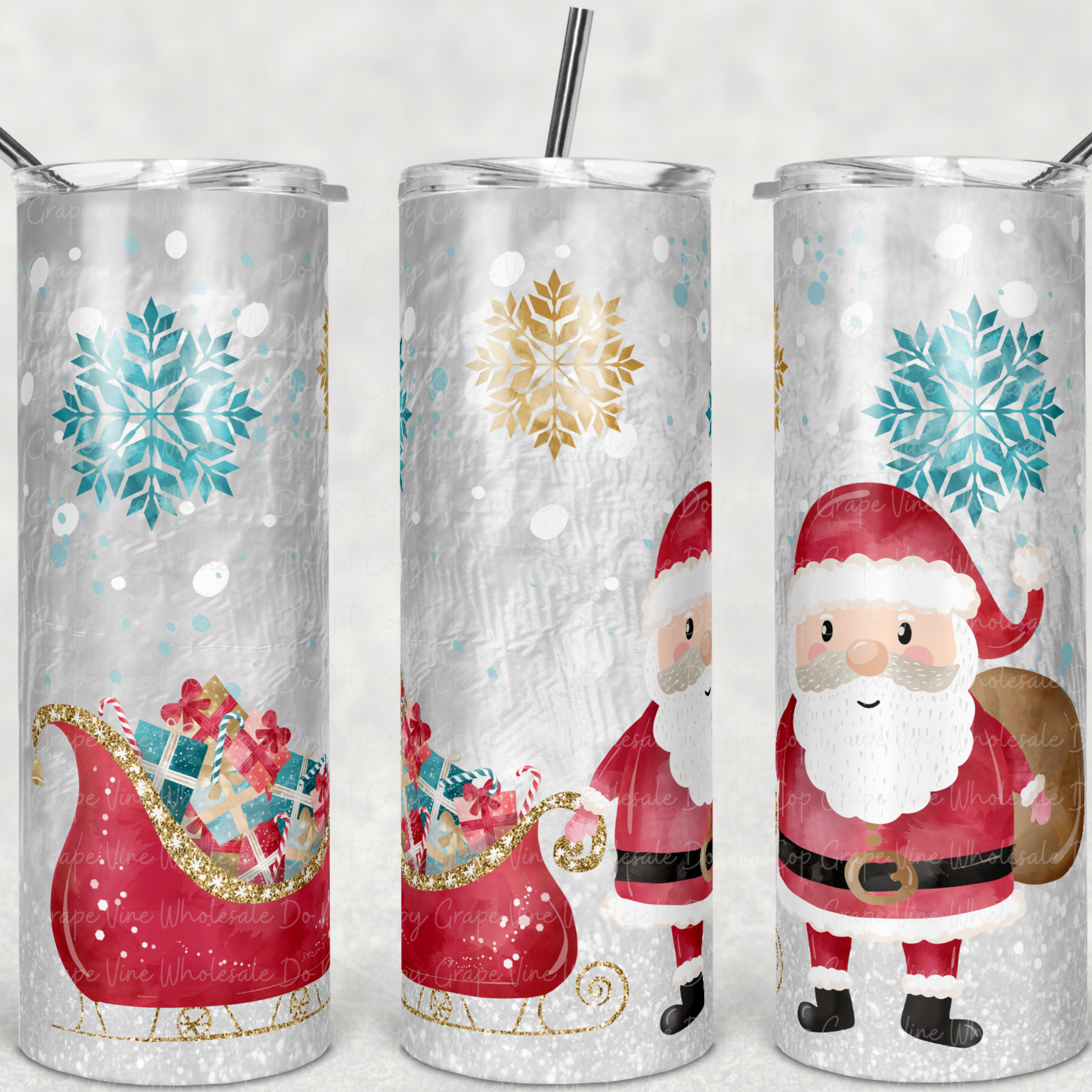 Cute Santa  20oz Skinny Tumbler Grape Vine Wholesale