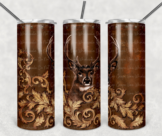 Deer Head with Flourish 20oz Skinny Tumbler Grape Vine Wholesale